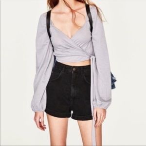 ZARA Gingham Wrap Top